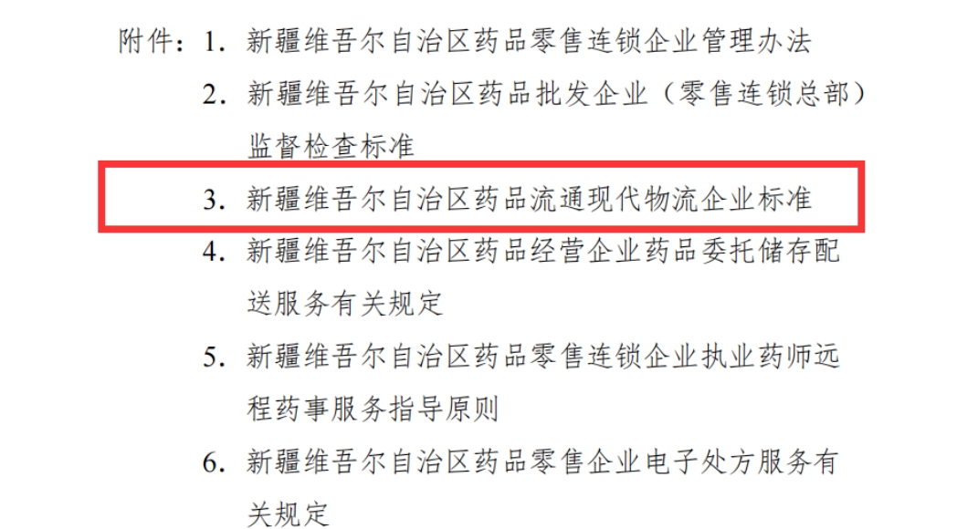 新疆維吾爾自治區(qū)藥品流通現(xiàn)代物流企業(yè)標準